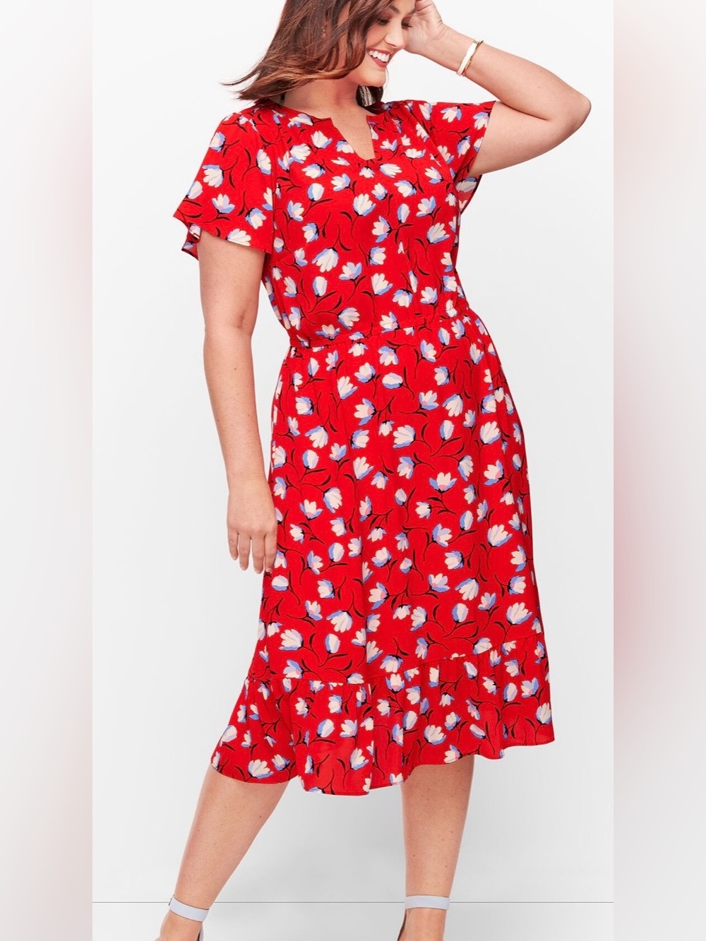 Talbots FLOUNCE HEM DRESS - FLORAL MIDI Size 2X or 20w